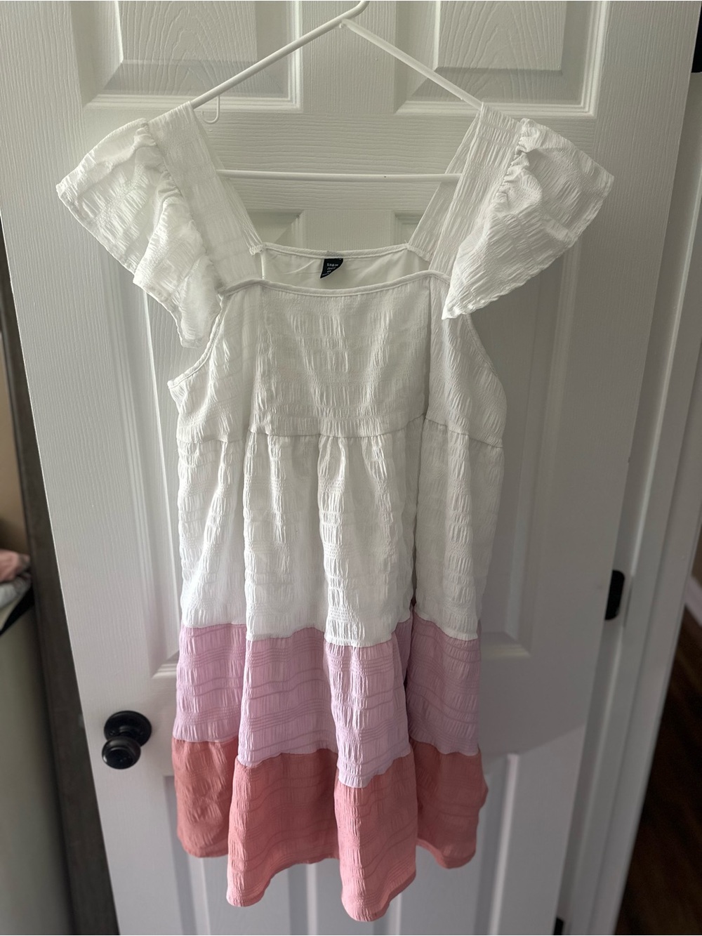 White & Pink Tiered Sundress - Lightweight Summer Dress